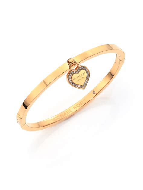 michael kors gold heart bracelet|michael kors diamond bangle bracelet.